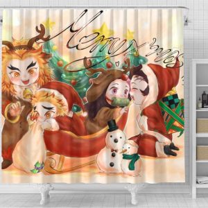 Demon Slayer Christmas Comedy Shower Curtain 700x700 1 - Anime Shower Curtains