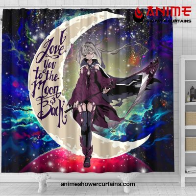 Anime Girl Love You To The Moon Galaxy Shower Curtain