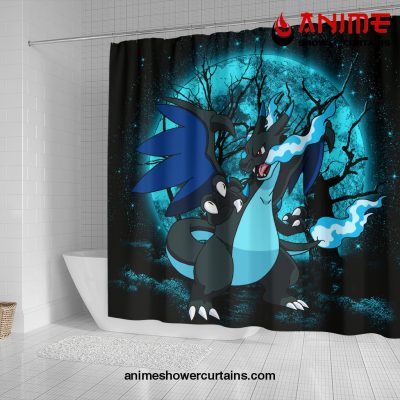Charizard Mega X Pokemon Moonlight Shower Curtain