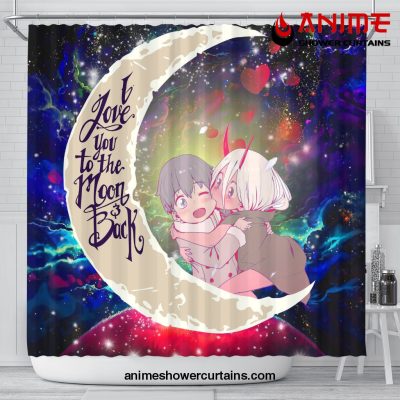 Darling In The Franxx Hiro And Zero Two Love You To The Moon Galaxy Shower Curtain Shower Curtain Bathroom Decor Official Shower Curtain Merch