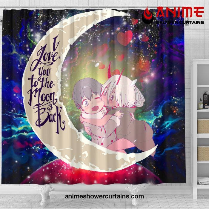 Darling In The Franxx Hiro And Zero Two Love You To Moon Galaxy Shower Curtain