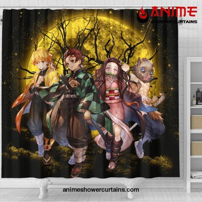Demon Slayer Team Moonlight Yellow Anime Shower Curtain