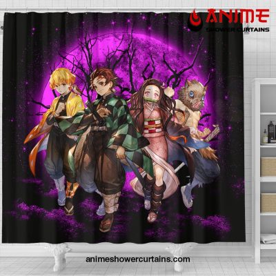 Demon Slayer Team Pink Anime Moonlight Shower Curtain