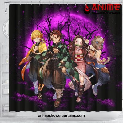 Demon Slayer Team Pink Anime Moonlight Shower Curtain