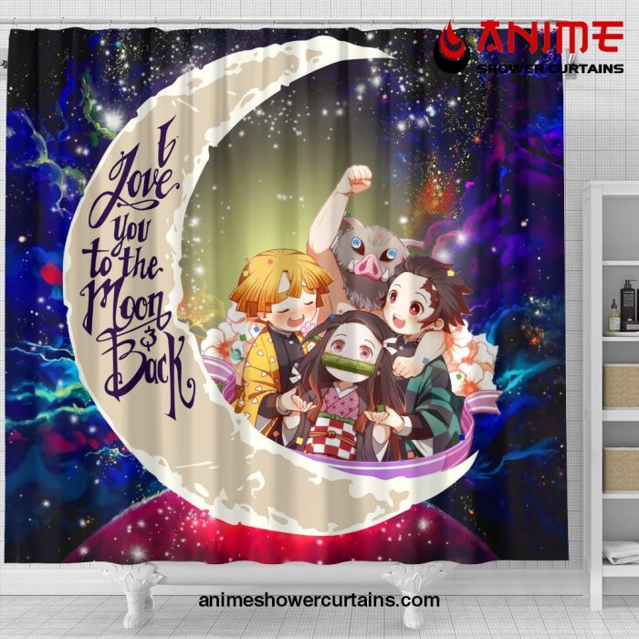 Demond Slayer Team Love You To The Moon Galaxy Shower Curtain
