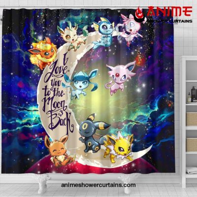 Eevee Evolution Pokemon Love You To The Moon Galaxy Shower Curtain