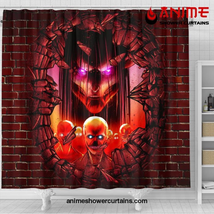 Eren Attack On Titans Founding Titan Break Wall Anime Shower Curtain