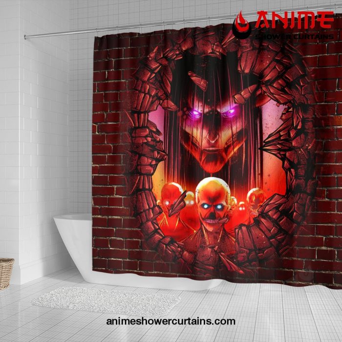 Eren Attack On Titans Founding Titan Break Wall Anime Shower Curtain