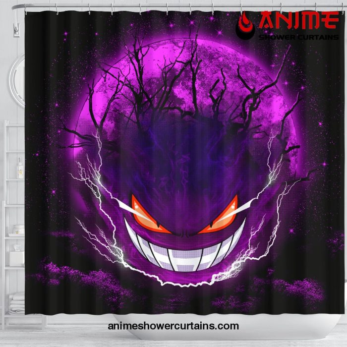 Gengar Pokemon Ghost Scary Moonlight Shower Curtain