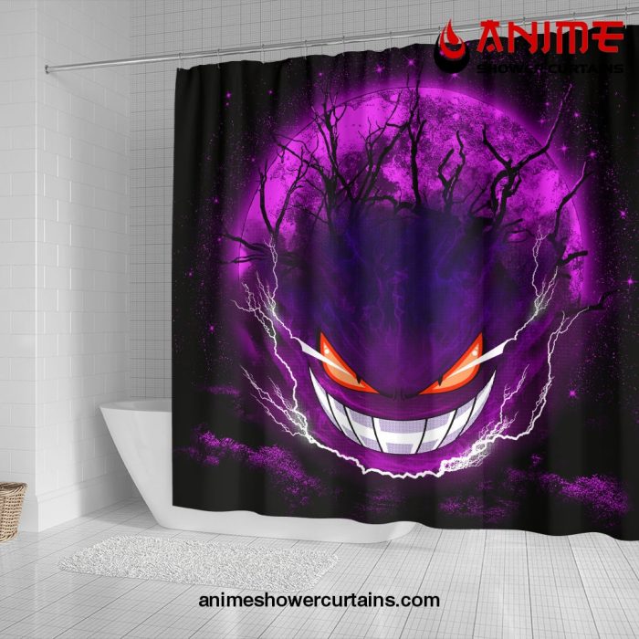 Gengar Pokemon Ghost Scary Moonlight Shower Curtain