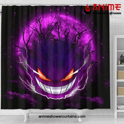 Gengar Pokemon Ghost Scary Moonlight Shower Curtain