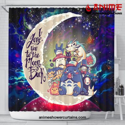 Ghibli Character Love You To The Moon Galaxy Shower Curtain Shower Curtain Bathroom Decor Official Shower Curtain Merch