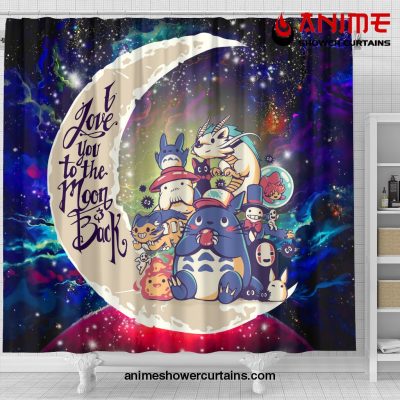 Ghibli Character Love You To The Moon Galaxy Shower Curtain