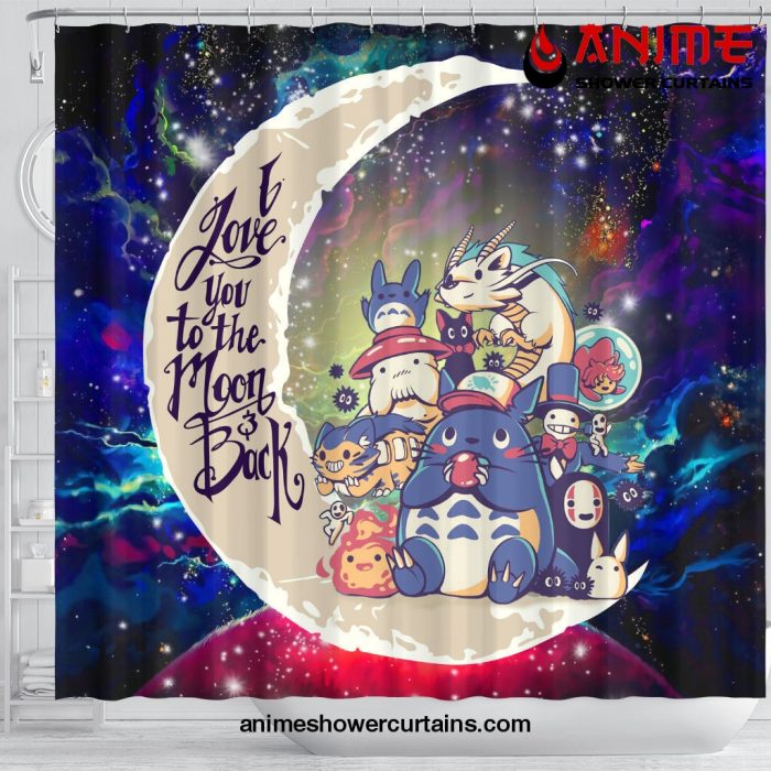 Ghibli Character Love You To The Moon Galaxy Shower Curtain