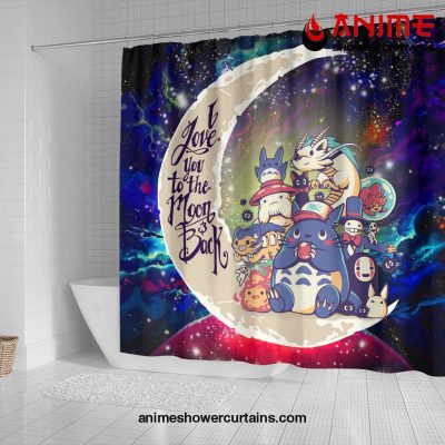 Ghibli Character Love You To The Moon Galaxy Shower Curtain
