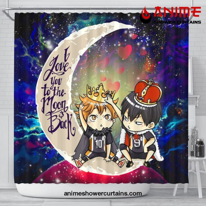 Hinata And Tobio Haikyuu Love You To The Moon Galaxy Shower Curtain Shower Curtain Bathroom Decor Official Shower Curtain Merch