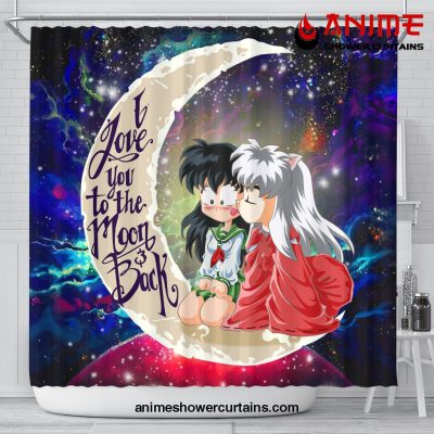 Inuyasha Couple Love You To The Moon Galaxy Shower Curtain Shower Curtain Bathroom Decor Official Shower Curtain Merch