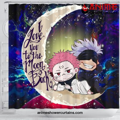 Jujutsu Kaisen Gojo Sakuna Chibi Anime Love You To The Moon Galaxy Shower Curtain