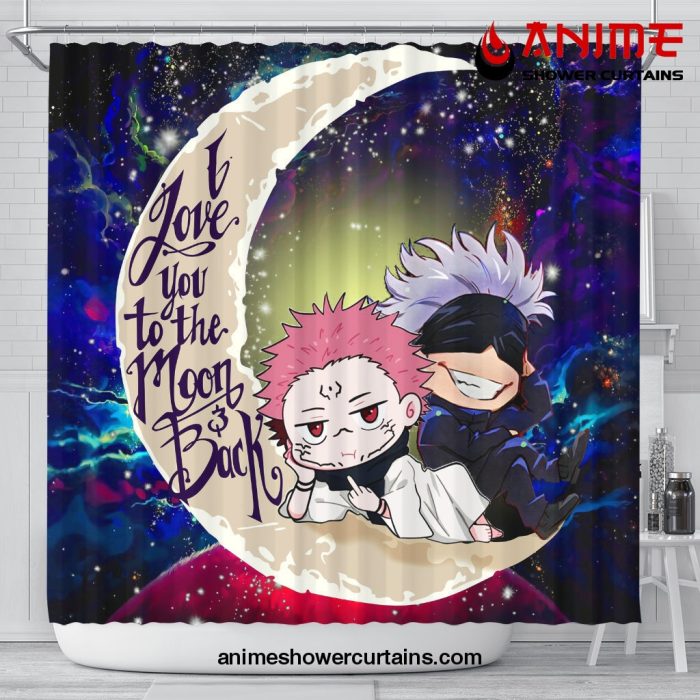 Jujutsu Kaisen Gojo Sakuna Chibi Anime Love You To The Moon Galaxy Shower Curtain Shower Curtain Bathroom Decor Official Shower Curtain Merch