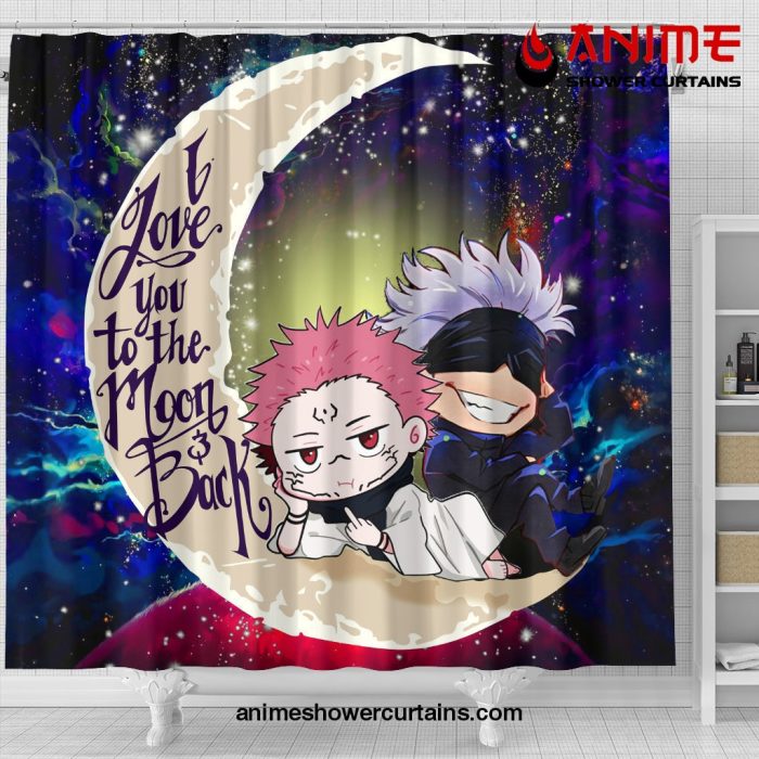 Jujutsu Kaisen Gojo Sakuna Chibi Anime Love You To The Moon Galaxy Shower Curtain