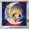 Luffy One Piece Love You To The Moon Galaxy Shower Curtain Shower Curtain Bathroom Decor Official Shower Curtain Merch