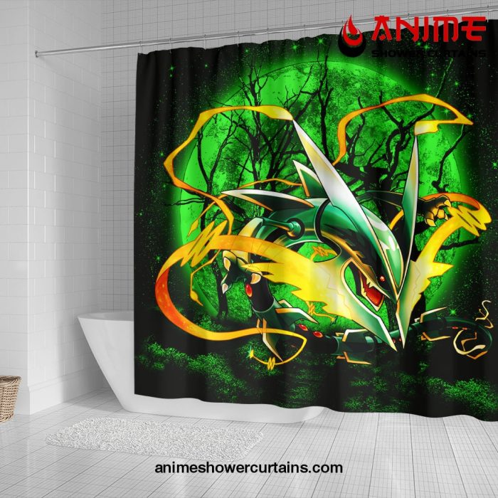 Mega X Rayquaza Pokemon Moonlight Shower Curtain