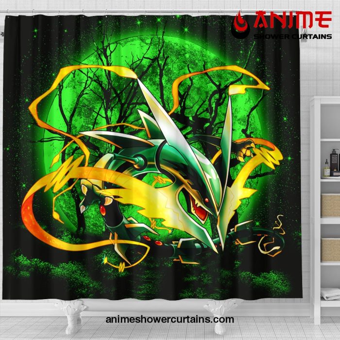 Mega X Rayquaza Pokemon Moonlight Shower Curtain