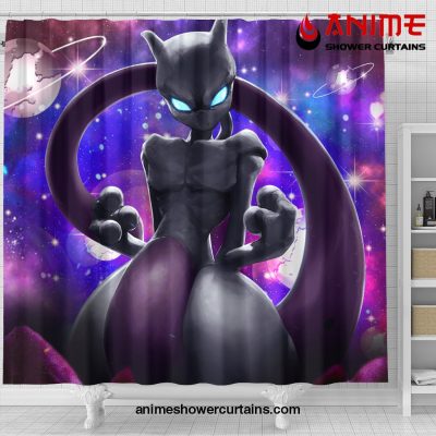 Mewtwo Galaxy Pokemon Shower Curtain