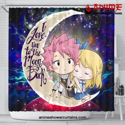 Natsu Fairy Tail Anime Love You To The Moon Galaxy Shower Curtain Shower Curtain Bathroom Decor Official Shower Curtain Merch