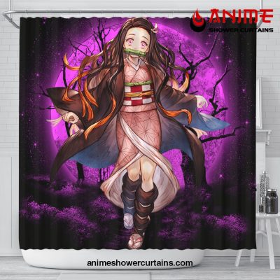 Nezuko Anime Moonlight Shower Curtain Shower Curtain Bathroom Decor Official Shower Curtain Merch