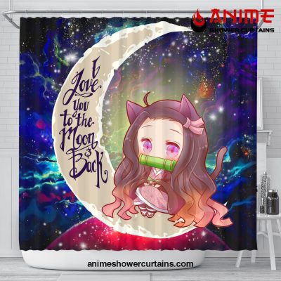 Nezuko Demon Slayer Love You To The Moon Galaxy Shower Curtain Shower Curtain Bathroom Decor Official Shower Curtain Merch