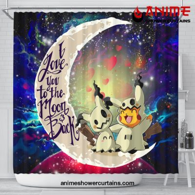 Pikachu Cute Mimikyu Love You To The Moon Galaxy Shower Curtain Shower Curtain Bathroom Decor Official Shower Curtain Merch