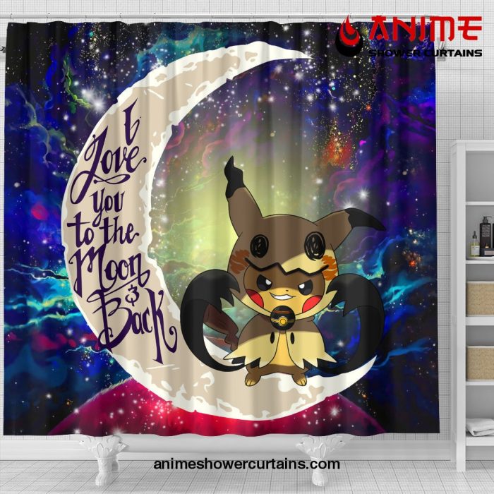 Pikachu Mimikyu Love You To The Moon Galaxy Shower Curtain