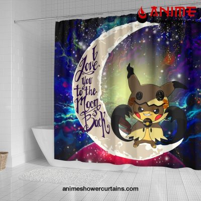 Pikachu Mimikyu Love You To The Moon Galaxy Shower Curtain