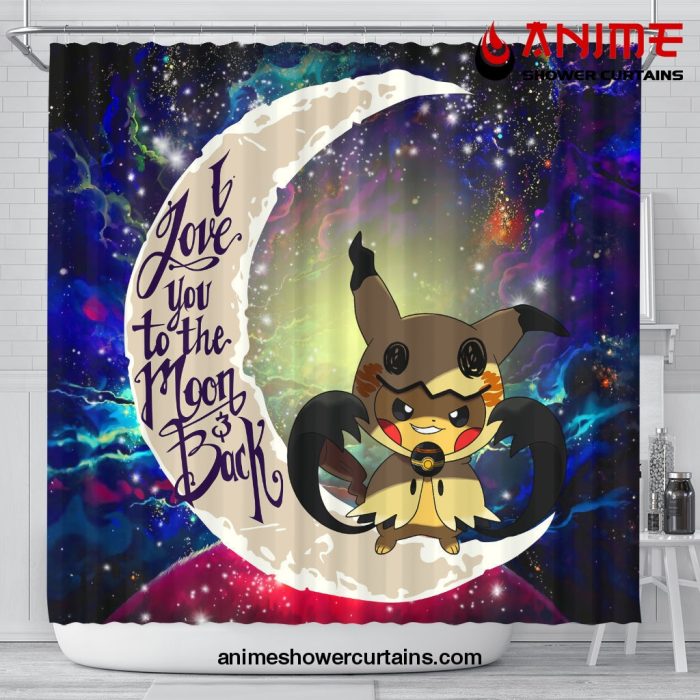 Pikachu Mimikyu Love You To The Moon Galaxy Shower Curtain Shower Curtain Bathroom Decor Official Shower Curtain Merch