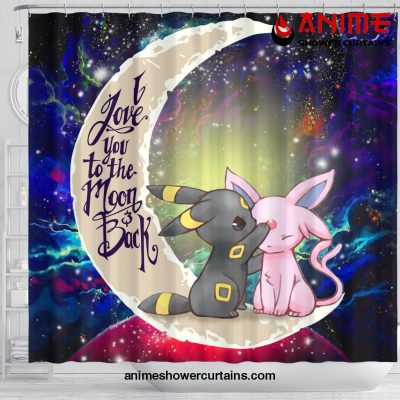 Pokemon Couple Espeon Umbreon Love You To The Moon Galaxy Shower Curtain