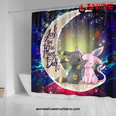 Pokemon Couple Espeon Umbreon Love You To The Moon Galaxy Shower Curtain
