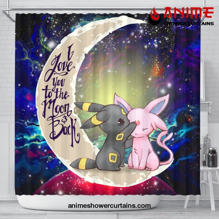 Pokemon Couple Espeon Umbreon Love You To The Moon Galaxy Shower Curtain Shower Curtain Bathroom Decor Official Shower Curtain Merch