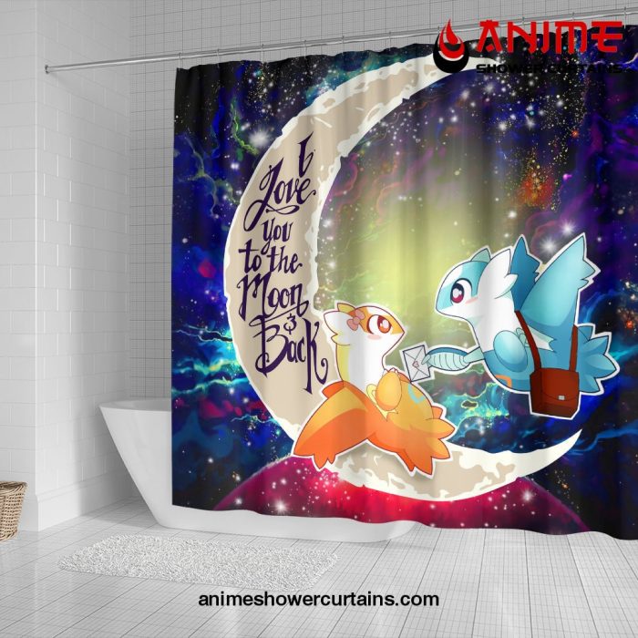 Pokemon Couple Latios Latias Love You To The Moon Galaxy Shower Curtain