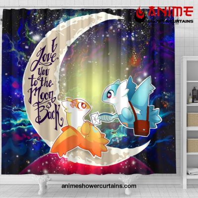 Pokemon Couple Latios Latias Love You To The Moon Galaxy Shower Curtain