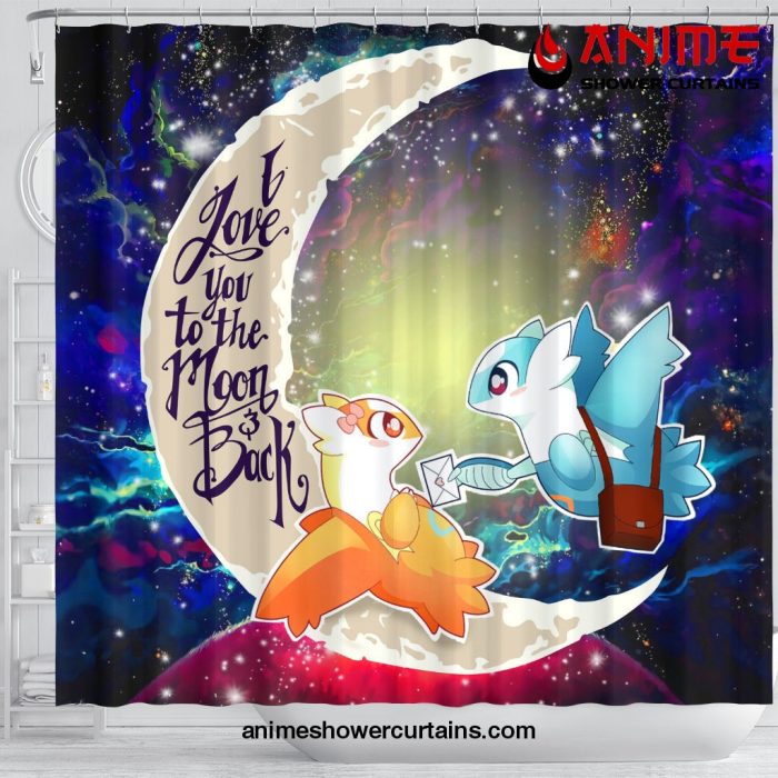 Pokemon Couple Latios Latias Love You To The Moon Galaxy Shower Curtain