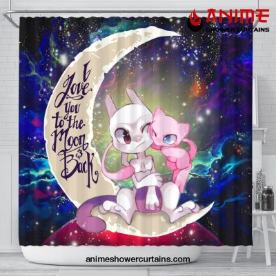 Pokemon Couple Mew Mewtwo Love You To The Moon Galaxy Shower Curtain Shower Curtain Bathroom Decor Official Shower Curtain Merch