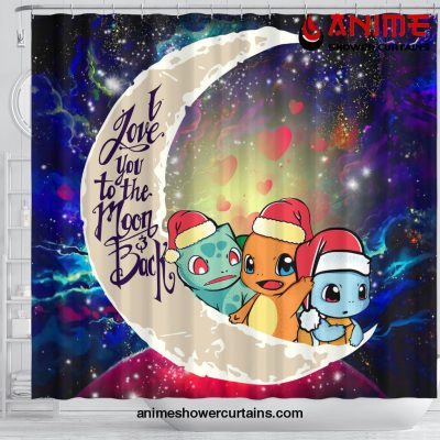 Pokemon Friends Gen 1 Love You To The Moon Galaxy Shower Curtain