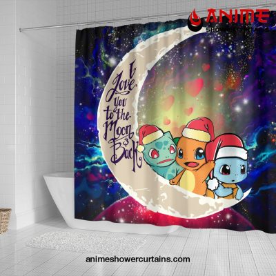 Pokemon Friends Gen 1 Love You To The Moon Galaxy Shower Curtain