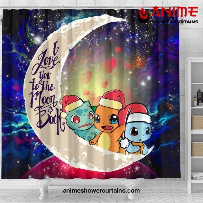 Pokemon Friends Gen 1 Love You To The Moon Galaxy Shower Curtain