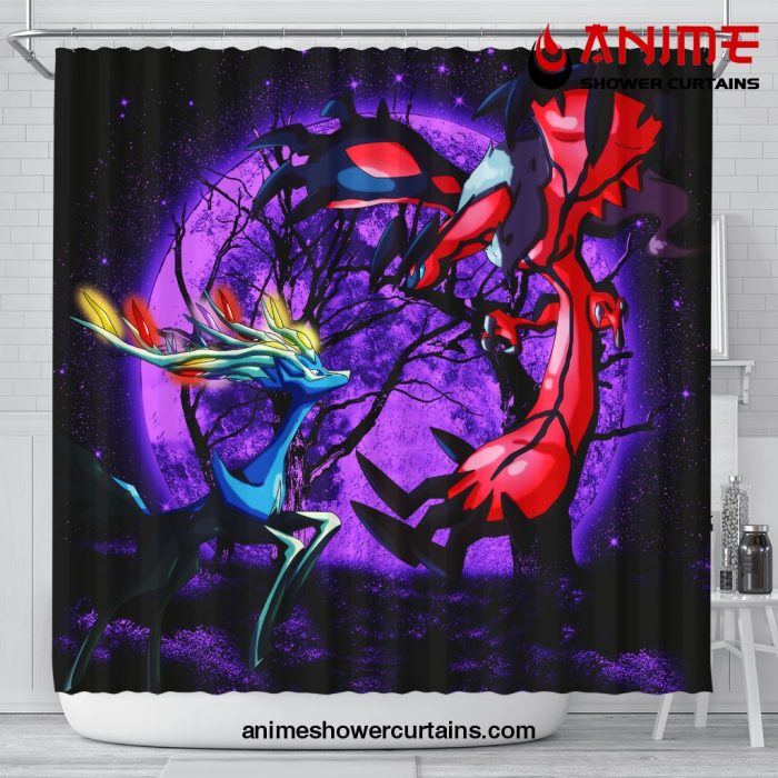 Pokemon X Y Yveltal And Xerneas Moonlight Shower Curtain Shower Curtain Bathroom Decor Official Shower Curtain Merch