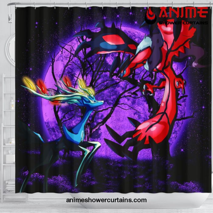 Pokemon X Y Yveltal And Xerneas Moonlight Shower Curtain