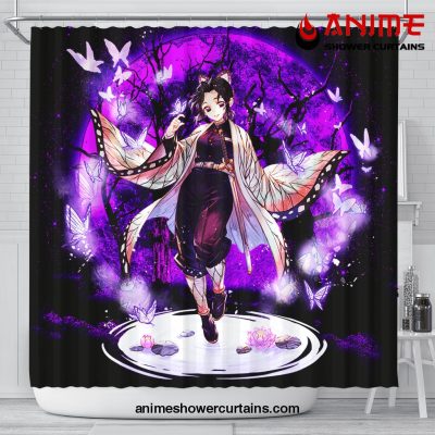 Shinobu Demon Slayer Anime Moonlight Shower Curtain Shower Curtain Bathroom Decor Official Shower Curtain Merch