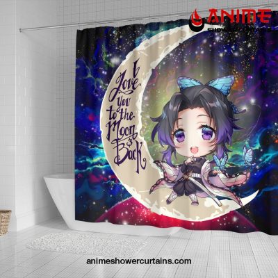 Shinobu Demon Slayer Love You To The Moon Galaxy Shower Curtain
