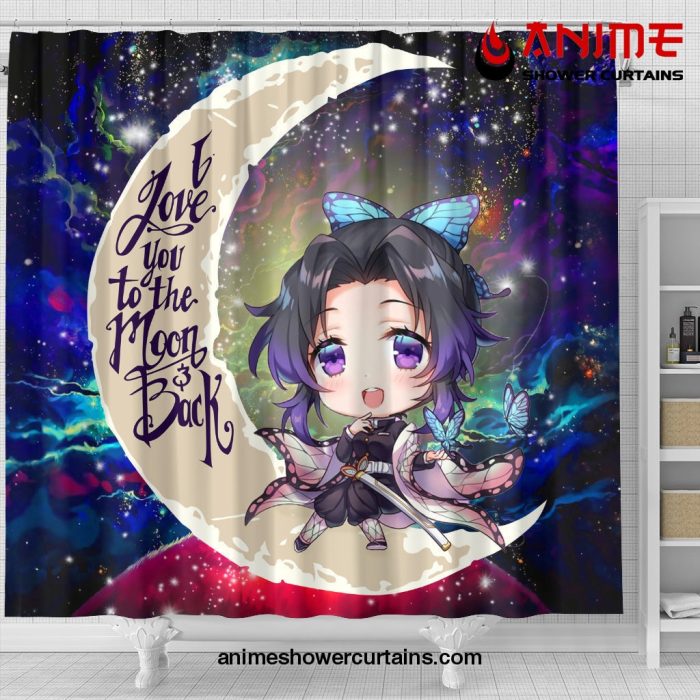 Shinobu Demon Slayer Love You To The Moon Galaxy Shower Curtain